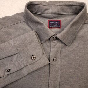 UNTUCKit Button Up Shirt Mens XL Gray Maximin Grunhaus Coolmax Long Sleeve
